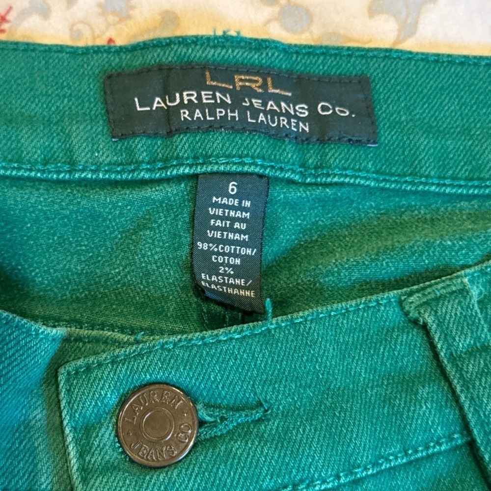 Lauren Ralph Lauren Green Premier Skinny Ankle Jeans Size 6 - Picture 3 of 6
